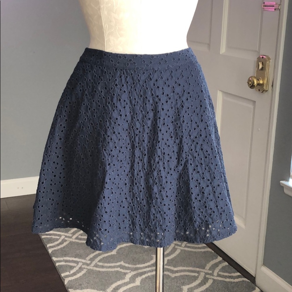 Hollister Navy Eyelet Skirt